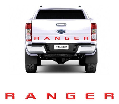 Faixa Alto-relevo Tampa Traseira Ford Ranger 13/19 Vermelho