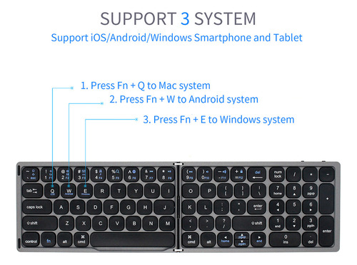 Foldable Bt Wireless Keyboard, Portable Keyboard