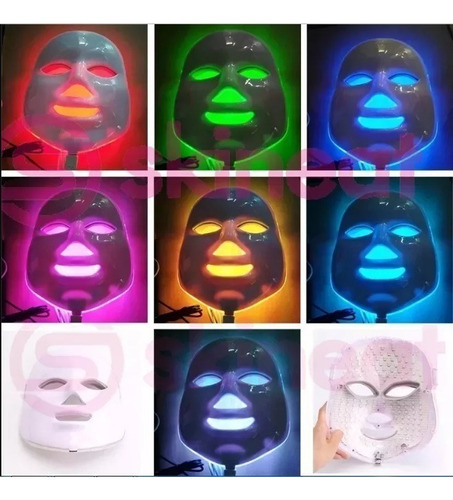 Máscara Led 7 Cores Tratamento Pele Acne Fototerapia Facial 110v/220v