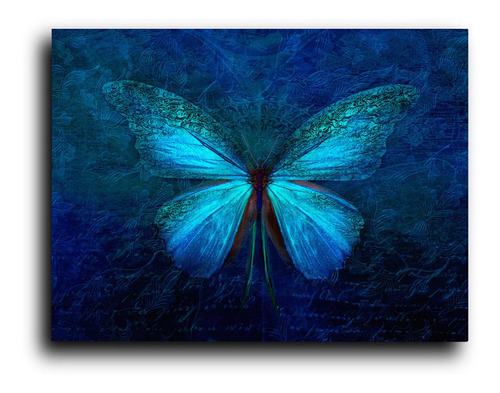 Cuadro Decorativo Canvas 60x80 Mariposa Colores Azules