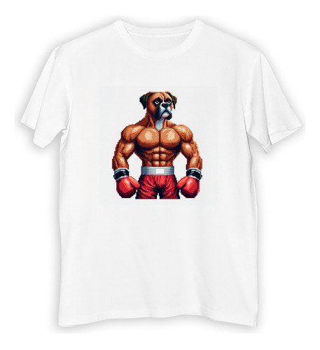 Remera Hombre Boxer Perro Box Mirada Pixel Juego Gym