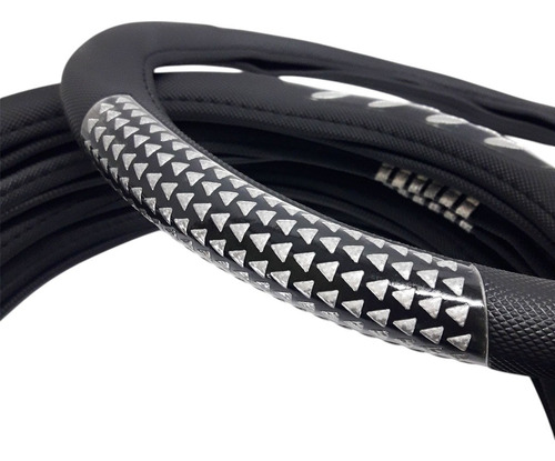 Cubre Volante Desing Reflex Plateado 38cm -estilo Y Diseño- Negro