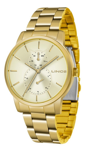 Imagem 2 de 5 de Relógio Lince Multifunção Feminino Dourado Lmgj086l C1kx Nf