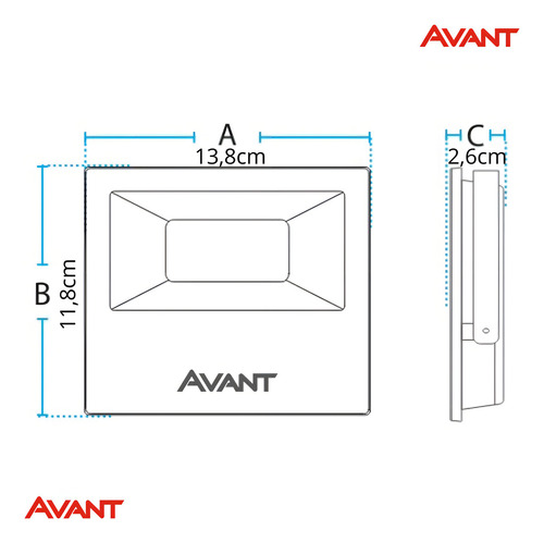 Kit 10 Refletores De Led Luz Neutra 127/220V 50w Ip65 Preto Slim50 Avant
