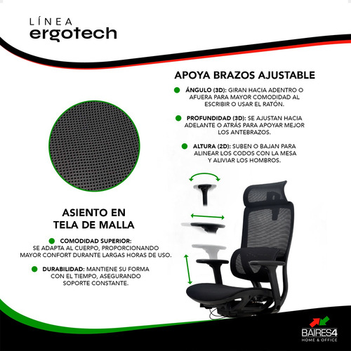 Silla Para Escritorio Premium Oficina Ergonomica Mesh Ergot