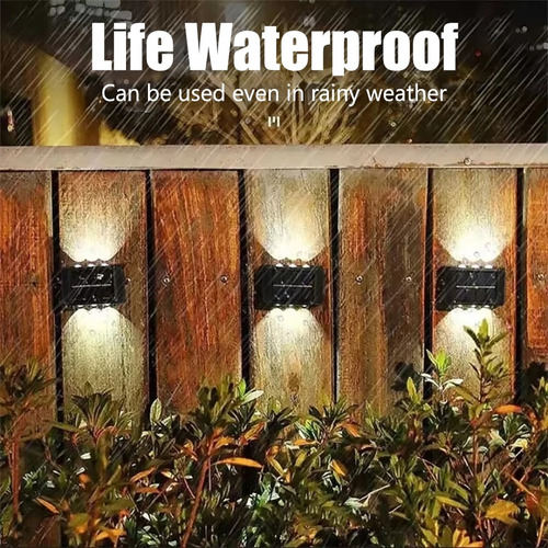 Lámpara Solar De Pared De 6 Led, Impermeable, Abs, Luz Solar