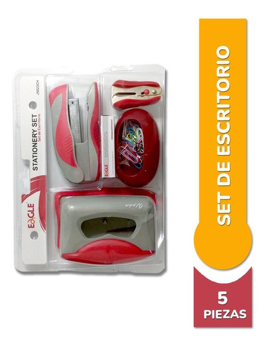 Imagen 2 de 4 de Set Escritorio Oficina 5 Piezas Abrochadora + Perforadora