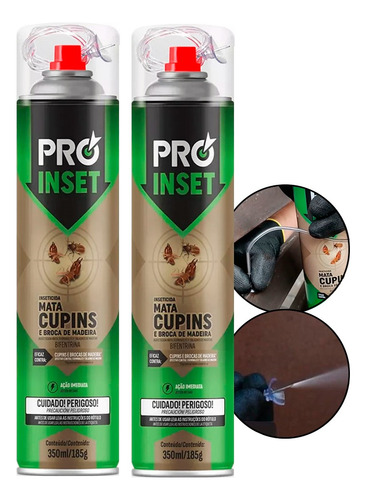 Kit 2 Mata Cupim Pro Inset Mata Sem Cheiro Forte Spray 350ml