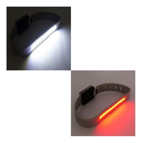 Pack X2 - Pulsera Luz Led Usb C - Correr, Ciclismo, Deporte. - Gris Claro Ajustable