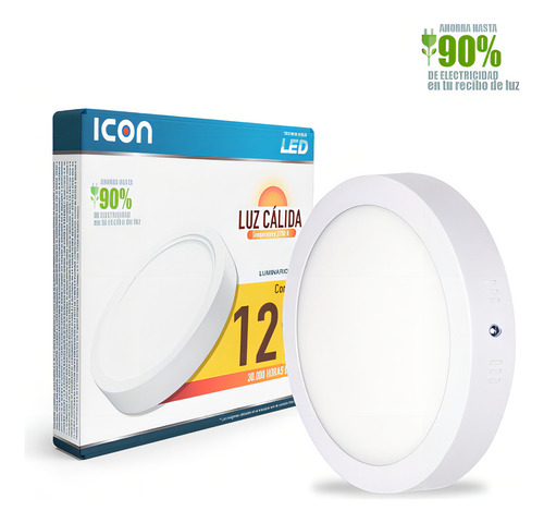 Panel Led Icon Downlight Direccional 12w Cálido Pack 2 Pzs Color Amarillo