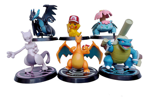 Set 6 Figuras Pokémon Mewtwou Blastoise Charizard