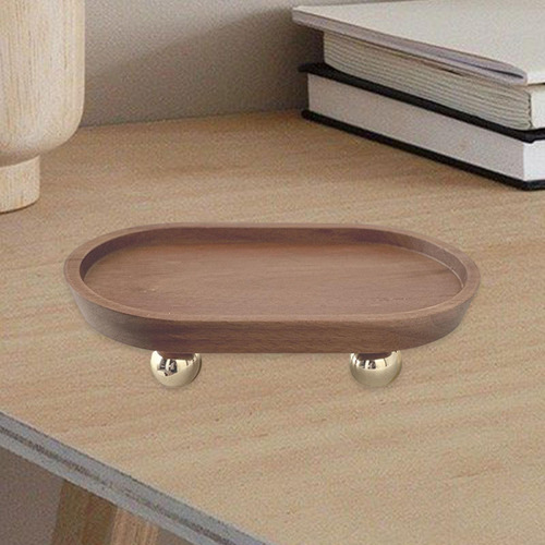 Bandeja De Madera Para Servir, Pedestal De 12x20x5cm Marrón