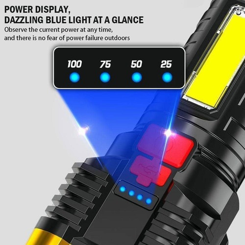 Lámpara Táctica Recargable Impermeable Led Cob Multifunción,