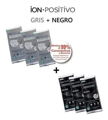 Imagen 1 de 3 de Combo Barbijos Ion Positivo Negro X9u + Gris X9u