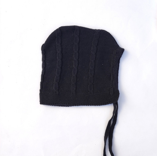 Gorrito Capota Tejidos Bebe 0m A 6m Azul Marino S Trenzas