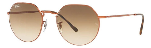 Óculos De Sol Ray-ban Sol Jack 53mm, Design Arredondado, Cor Bronze Armação De Metal Cor Bronze Brilho, Lente Prateado, Haste Bronze Brilho