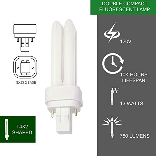 Bombillas Cfl De 13 W, 2 Pines, Base Gx23-2, 2700 K, Color B