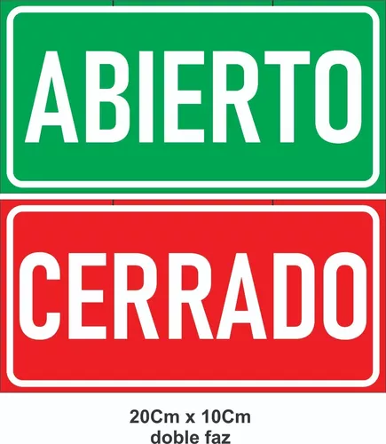 Cartel Abierto Cerrado 10x20 Doble Faz Alto Impacto 1mm