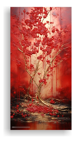 100x50cm Cuadro Rojo Y Dorado Estilo Pintura Bastidor Madera