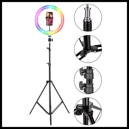 Aro De Luz Led 30 Cm 12 Tripode Rgb Colores Soporte Celular