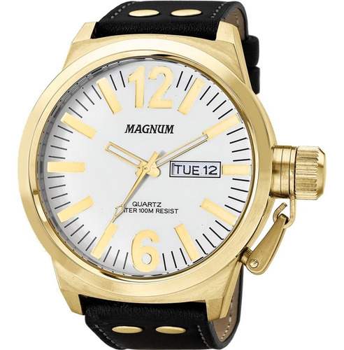 Relógio Masculino Magnum Em Couro Ma31524b Com Calendário
