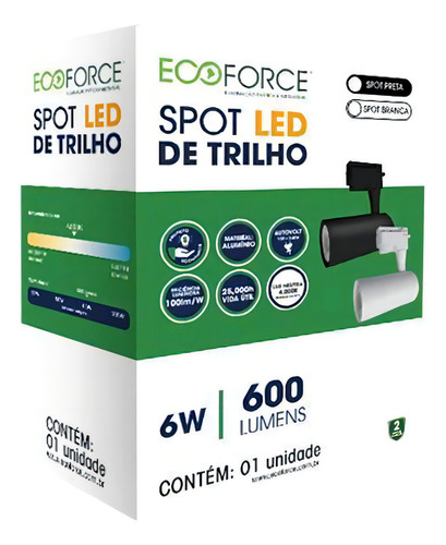 Kit 02 Spot Led Trilho 6w 4000k Luz:branco Neutro Cor:branco