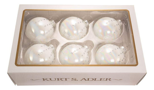 Kurt S. Adler Gg0847 Ornamento, Blanco, 6 Unidades Para Navi