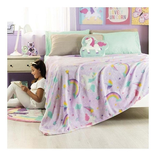 Imagen 4 de 4 de Cobertor Vianney Ligero Matrimonial Sweet unicorn