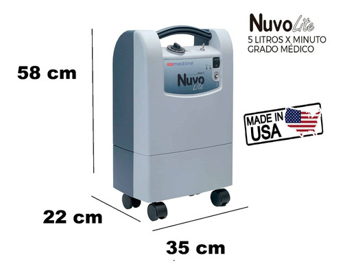 Imagen 3 de 9 de Concentrador De Oxigeno Nuvo Lite Nidek Medical 5 Litros