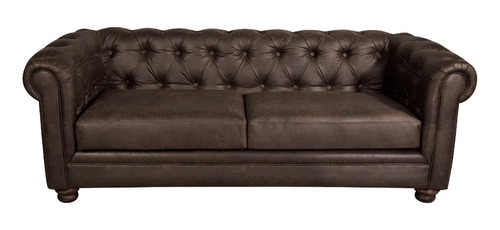 Sofa Florencia 3c Cuero Colorado Marron