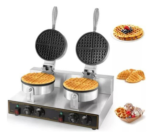 Maquina De Wafles Doble , Antiadherente Y Acero Inoxidable 