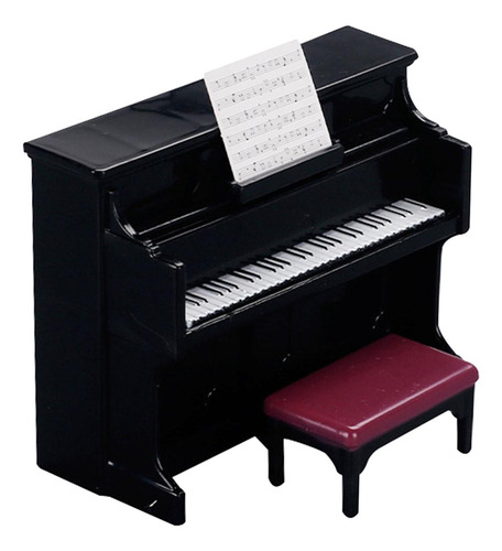 Juego De Piano Y Taburete Para Casa De Muñecas, Para Negro