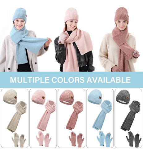 Gorro De Punto Invierno Mujer Guantes Pantalla Táctil Lana C Color Talle Diseño De La Tela