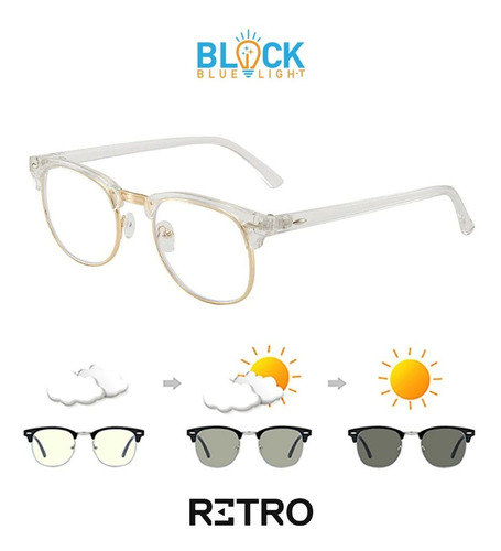 Imagen 2 de 10 de Retro® Club Gamer Transparente Fotocromaticos Antiblue Gafas