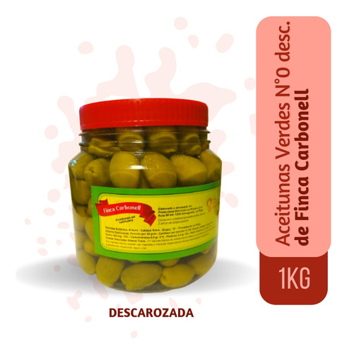 Aceitunas Verdes Descarozadas N°0  X 1kg De Finca Carbonell