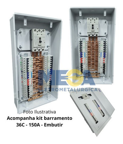 Quadro Trifásico 36c Disjuntor Din Barramento 150a Embutir