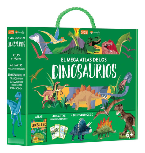 Libro Mega Atlas Los Dinosaurios + Maqueta 3d+cartas +puzle