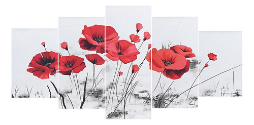 5 Unids/set Art Flor Rojo Lienzo Impresión Póster De Pared A