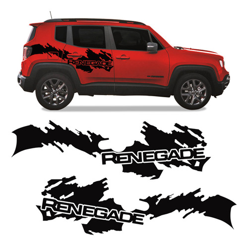 Faixa Jeep Renegade Sport Adesivo Lateral Tuning Logo Preto