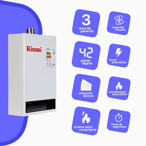 Aquecedor De Água Rinnai 1002 Feh Gn (12 Litros)