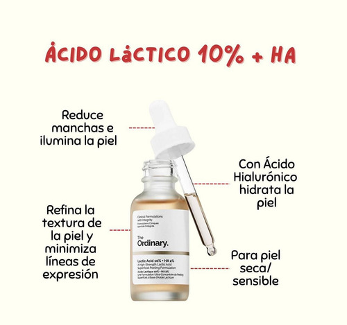 The Ordinary Acido Láctico Exfolia Antimanchas Marcas Acné