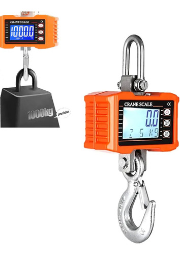 Balanza 1000kg Dijitales A Pilas Aa Colgables Naranja