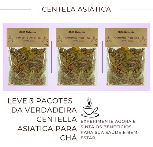 3 Chás Centella Asiática - Pura Centela-da-ásia Natural