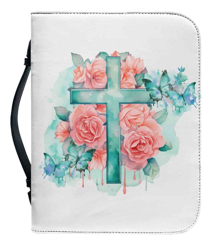 Funda De Piel Con Diseño De Biblias Con Estampado Floral Y O