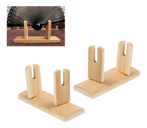2 X Suporte De Ventilador Chinês Vintage De Bambu Base
