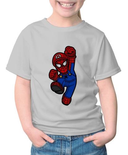 Remeras De Chicos Estampada Sublimada Mario Spiderman - 7498