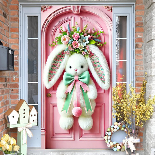 Adorable Funda De Puerta Con Forma De Conejo De Pascua, Fest