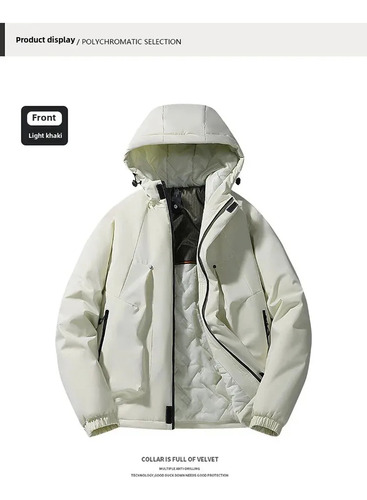 Chaqueta Acolchada De Algodón Cálido Con Capucha Y Forro De Grafeno Para Hombre
