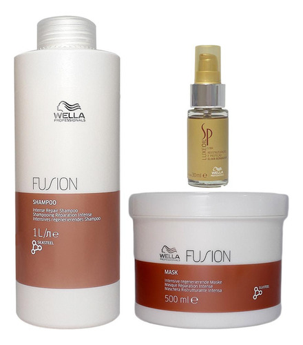 Wella Fusion Shampoo 1000ml + Máscara 500ml + Óleo Sp 30ml
