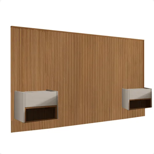 comprar Conjunto Cabeceira E Mesas Casal Queen Roma Cedro  Off-white